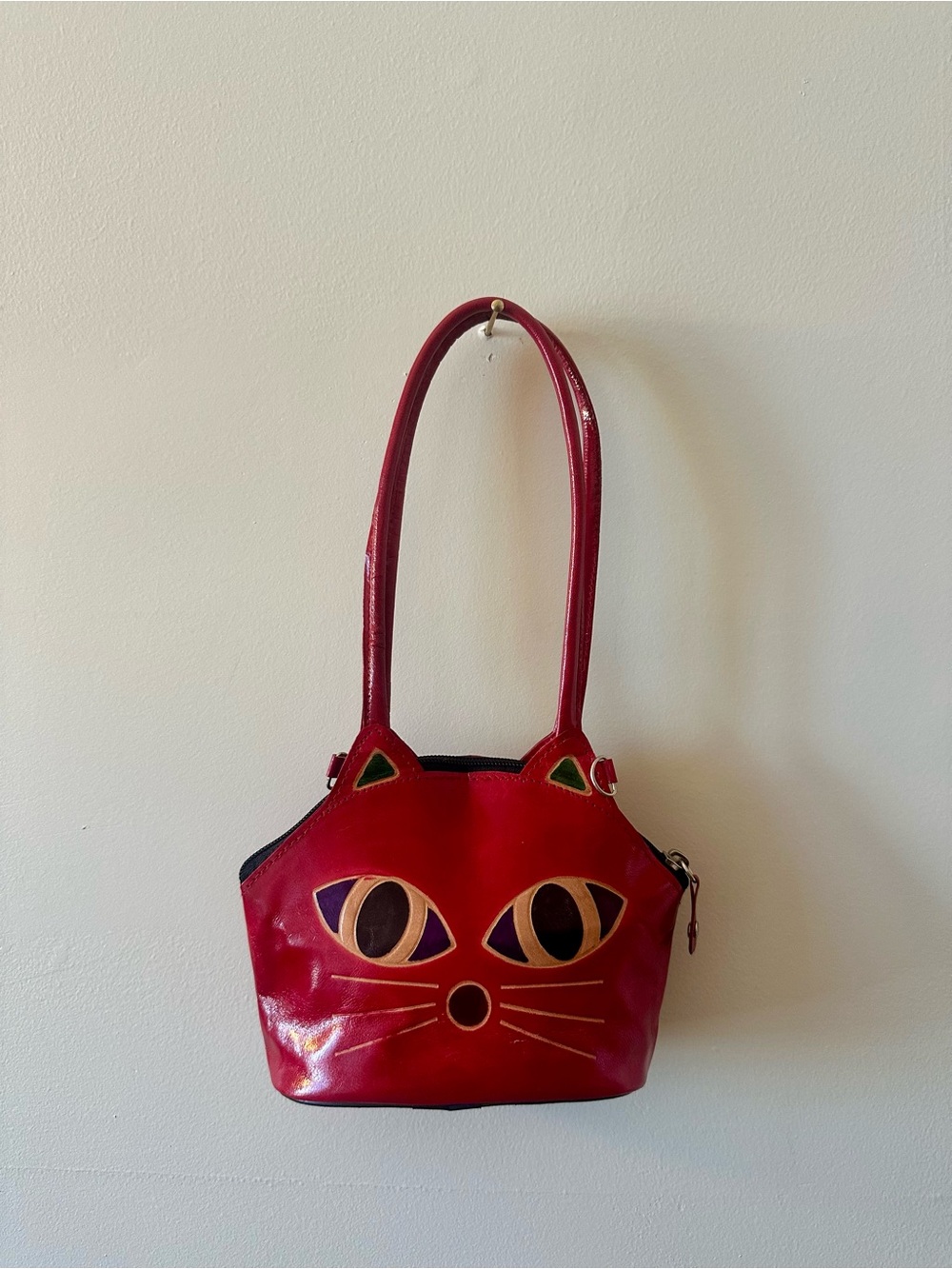 Greca Genuine Leather Cat Purse w/ Crossbody Strap – Made in Greece